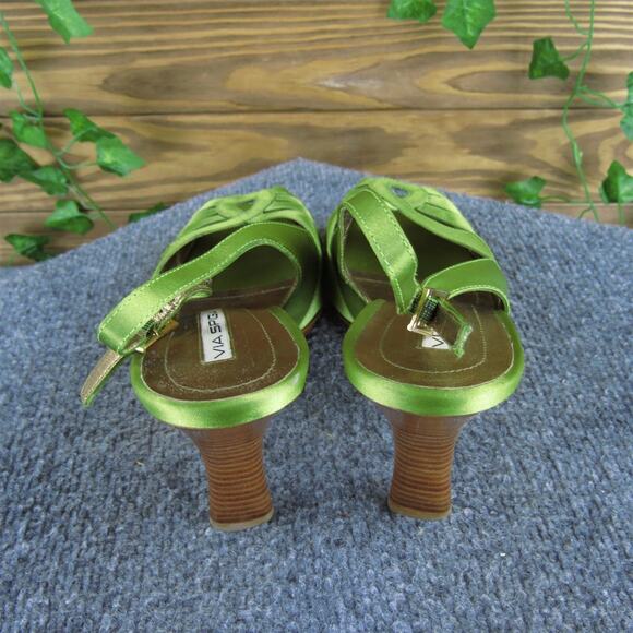 Via Spiga Women's Peep Toe Slingback Green Synthetic Pump 9.5 Gently Used 2025 - Picture 4 of 7